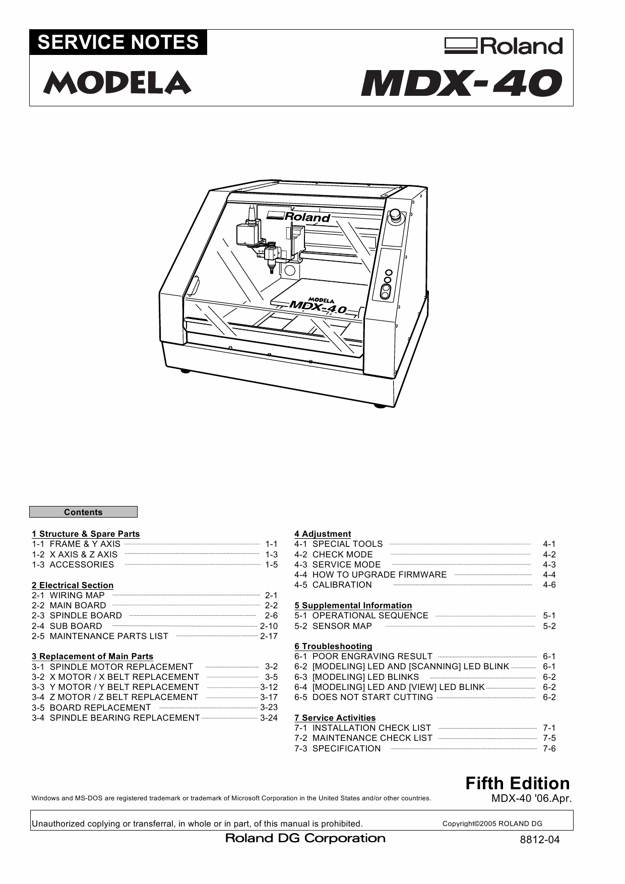 Roland MODELA MDX40 Service Notes Manual-1